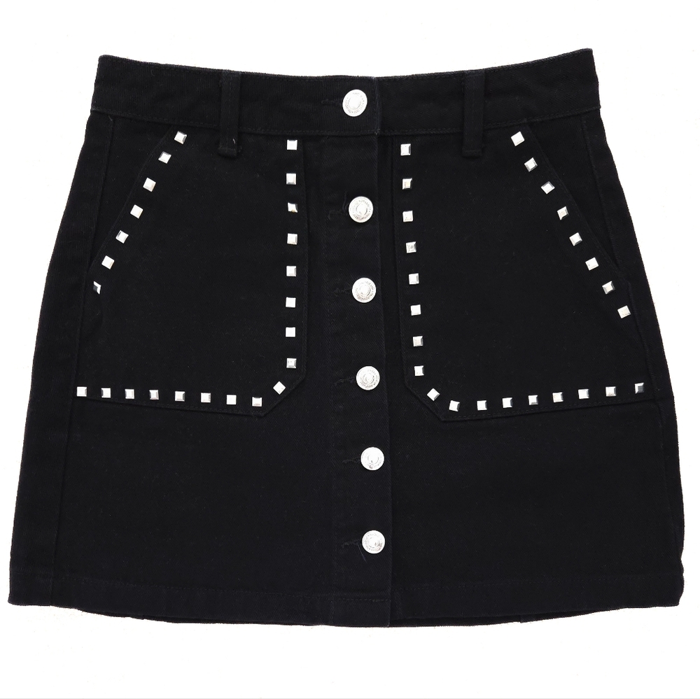 Pull&Bear Black Studded Mini Skirt Size Small